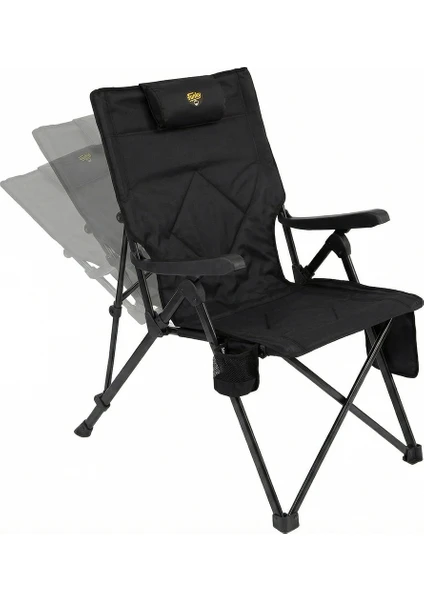 Funky Chairs Comfort 3 Kademeli Katlanabilir Kamp Sandalyesi - Siyah Konforlu Sünger Dolgulu Tasarım