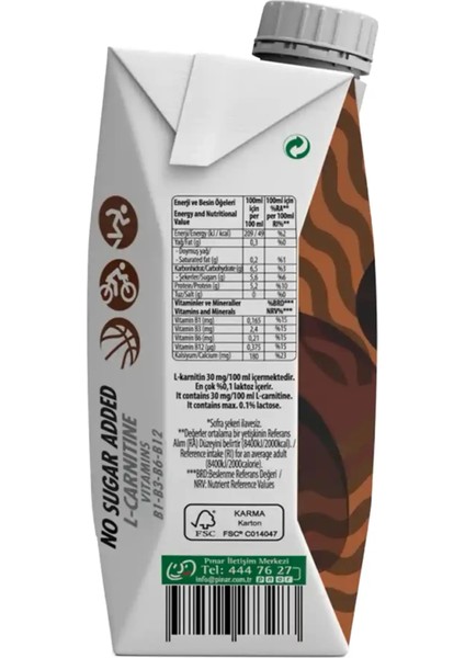 Kakaolu Protein Süt 500 ml x 12 Adet 26g Protein İçeren Laktozsuz Kakaolu İçecek