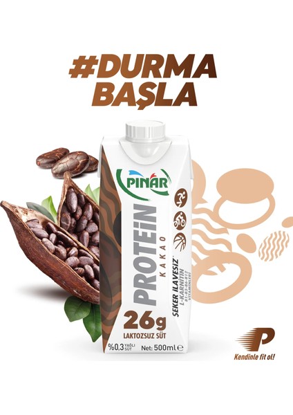 Kakaolu Protein Süt 500 ml x 12 Adet 26g Protein İçeren Laktozsuz Kakaolu İçecek