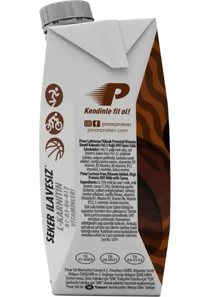 Kakaolu Protein Süt 500 ml x 12 Adet 26g Protein İçeren Laktozsuz Kakaolu İçecek