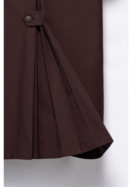 Kadın Koyu Bordo Pileli Oversize Trençkot