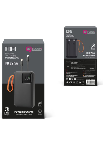 Intouch Mini Unit Intouch 10.000 Mah Mini Kablolu Hızlı Powerbank 22W Pd Quick Fiyatı