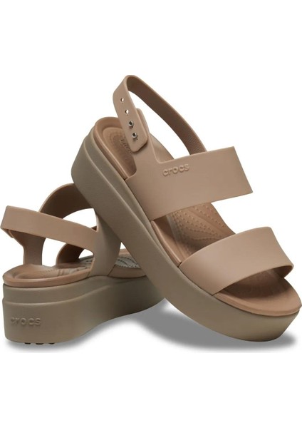 206453 Kadın Sandalet Brooklyn Low Wedge Kahverengi Silikon/Plastik ile Konforlu Tasarım