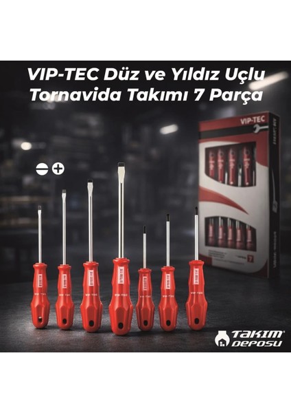 Düz ve Yıldız Uçlu Tornavida Takımı 7 Parça modelleri