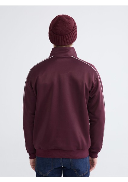 Mürdüm Dik Yaka Baskılı Erkek Sweatshirt fırsatları