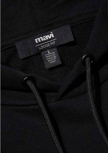 Mavi Logo Baskılı Kapüşonlu Siyah Sweatshirt 0S10196-900