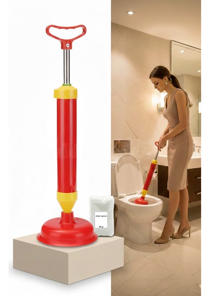 Pistonlu Lüks Klozet Açma Pompası Seti 717213 Yüksek Dayanıklılık ve Ergonomik Tasarım