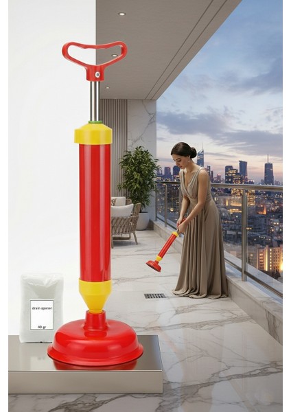 Pistonlu Lüks Klozet Açma Pompası Seti 717213 Yüksek Dayanıklılık ve Ergonomik Tasarım