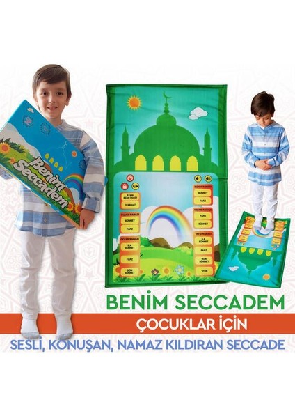 Sesli Namaz Kıldıran Çocuklar İçin Benim Seccadem Naylon Malzeme ile Eğitici Tasarım modelleri