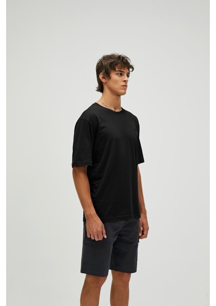 Liber Oversize T-Shirt Siyah Basic Erkek Tişört