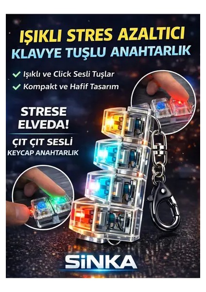 Aksesuar Stres Atıcı Klavye Anahtarlık Gerçek Mekanik Klavye Deneyimi ile Taşınabilir fiyatları