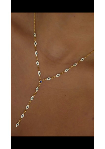 Nazar Sıralı Y Kolye 925 Ayar Choker fiyatları