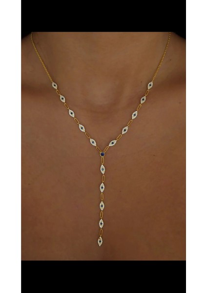 Nazar Sıralı Y Kolye 925 Ayar Choker modelleri