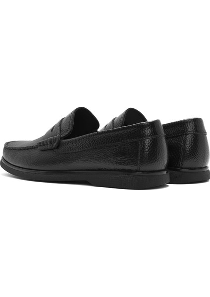 Fly Erkek Siyah Deri Loafer 26SFD6324FT
