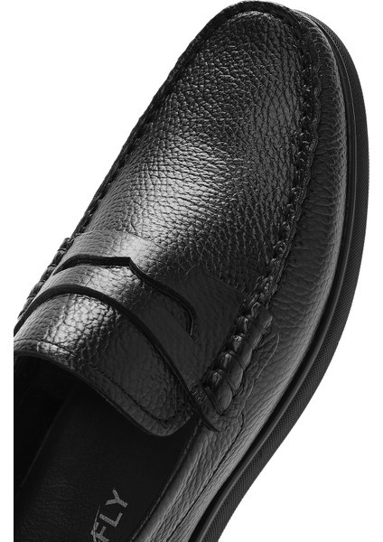 Fly Erkek Siyah Deri Loafer 26SFD6324FT
