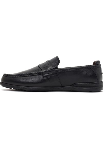 Erkek Siyah Deri Casual Loafer 26SFD602018