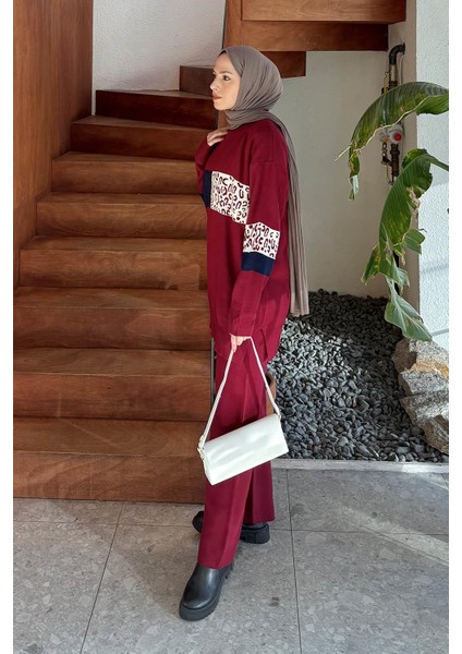 Desenli Triko Takım Bordo fiyatları