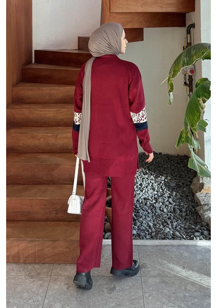 Desenli Triko Takım Bordo fırsatları