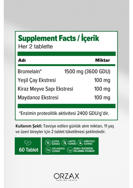 Ocean Bromelain Complex 60 Tablet x 2 Adet fiyatları