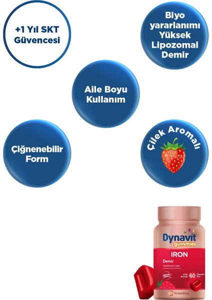 Gummies Iron 60X2 Çiğnenebilir Form - Aile Boyu Kullanım – Demir - Enerji fiyatları