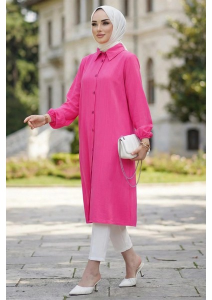Uzun Düğmeli Tunik Fuşya HM262109 modelleri