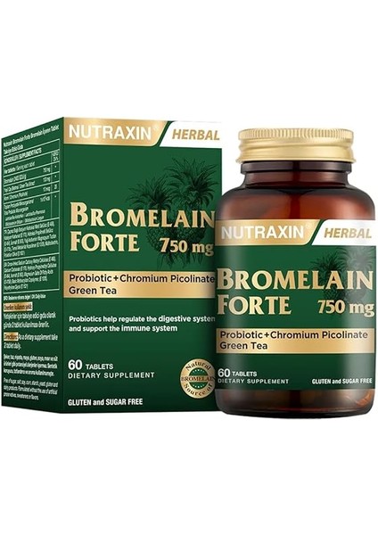 Bromelain Forte 60 Tablet - Bromelain Krom PROBIYOTIK750 Mg indirimleri