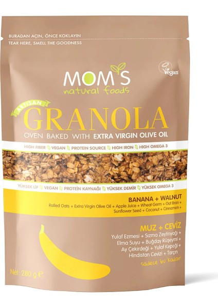 Mom's Natural Foods Muz & Ceviz Granola 280 G
