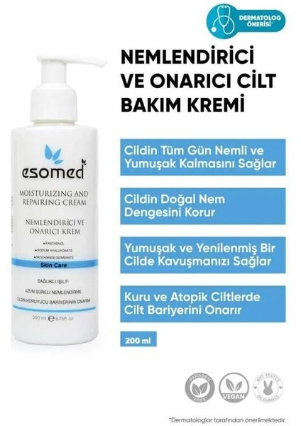 200 ml Nemlendirici ve Onarıcı Bakım Kremi Hyalüronik Asit İçerikli Kuru Ciltler İçin
