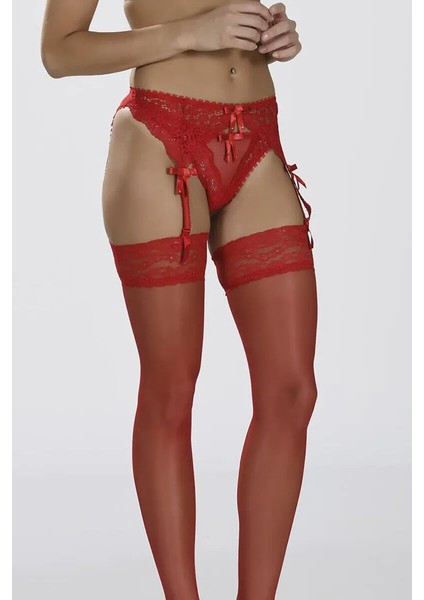 Nbb Kırmızı Jartiyer String Takım 1001