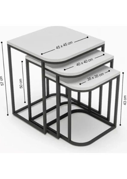 Zigon Sehpa Damla Gold Beyaz