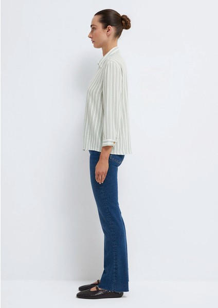 Yeşil Çizgili Bluz 122400-91387 fırsatları