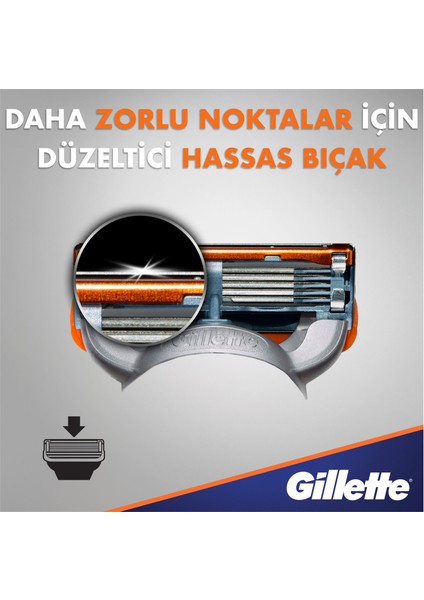 Fusion 5 Power 8'li Yedek Tıraş Bıçağı Karton Paket Hassas Cilt Dostu Erkekler İçin Özel