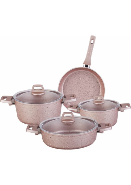 Biogranit Rose 7 Parça Tencere Seti Granit Malzemeden Yapışmaz Kaplama ile 18 cm Ebat fırsatları