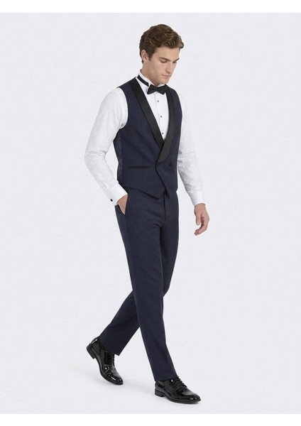 Saks Fitted Fit Şal Yaka Klasik Yelek