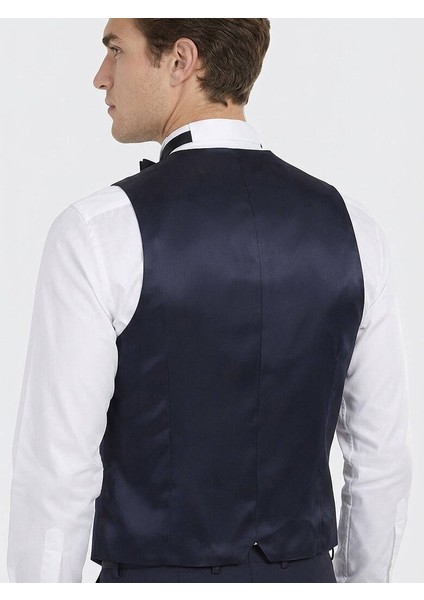 Saks Fitted Fit Şal Yaka Klasik Yelek