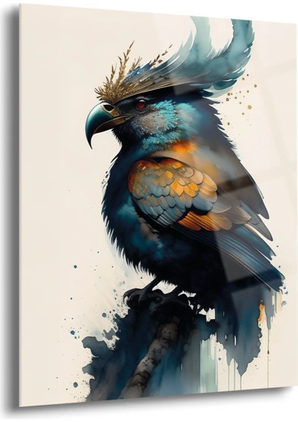Mavi Altın Macaw Cam Tablo - MOD012