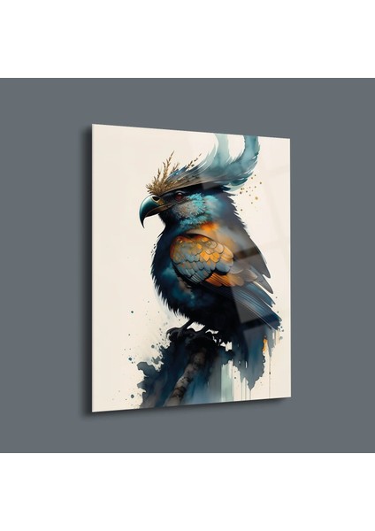 Mavi Altın Macaw Cam Tablo - MOD012