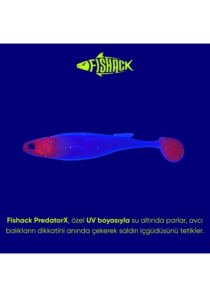 Silikon Balık - 10G 100MM - Fishack Predatorx - Uv Boyalı - Redhead modelleri