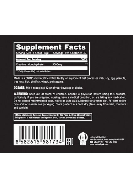 Animal Creatine Monohydrate 150 gr fiyatları
