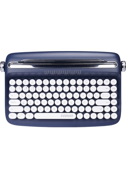 KB-BT85 RETRO SERİES Lacivert Bluetooth Daktilo Q Mac/Win/Android/Ios Uyumlu Kablosuz klavye modelleri