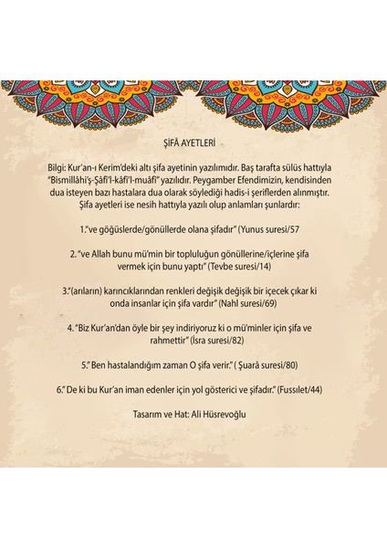 Şifa Ayetleri Çerçeveli Tablo fiyatları