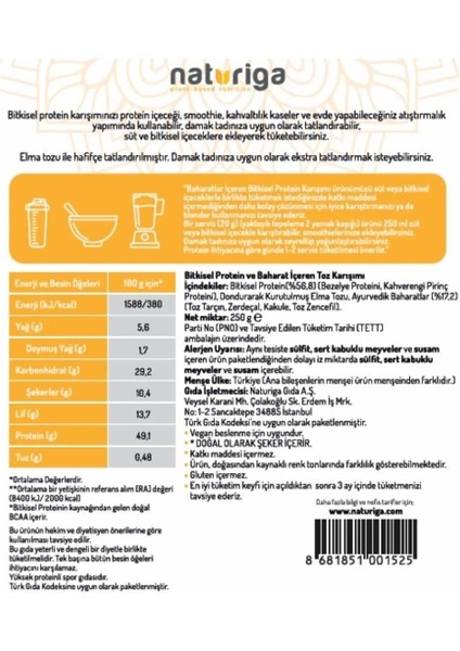 Ayurvedik Protein Karışımı 250gr fiyatları