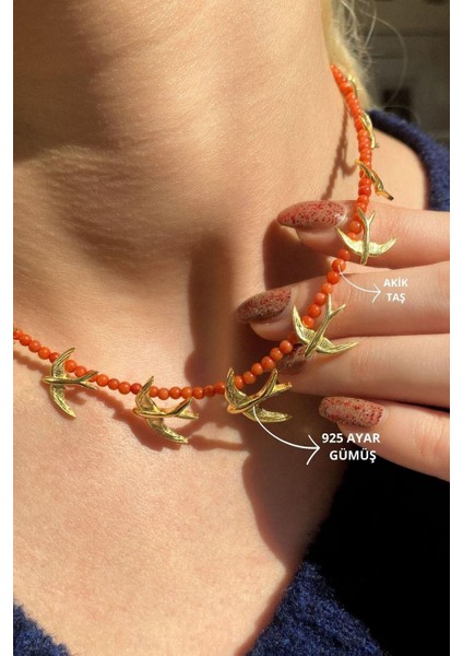 Doğal Taşlı Kuş Choker Kolye fiyatları
