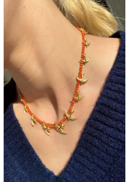 Doğal Taşlı Kuş Choker Kolye modelleri
