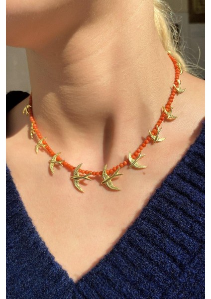 Doğal Taşlı Kuş Choker Kolye fırsatları