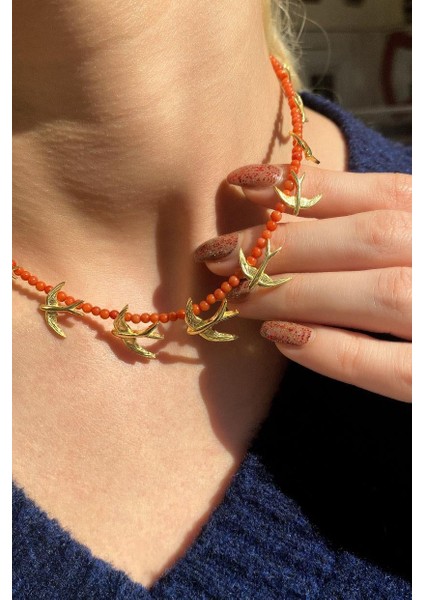 Doğal Taşlı Kuş Choker Kolye indirimleri