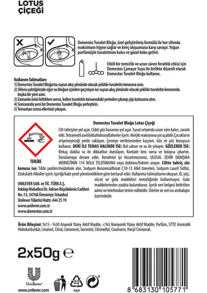 WC Blok Yoğun Parfümlü Lotus Çiçeği 2x50g