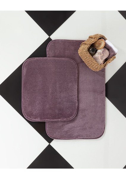 Carol 2'li Banyo Paspası - Koyu Mürdüm - 50x80 Cm fırsatları