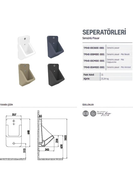 Ankastre Fotoselli Pisuvar TP640 fiyatları