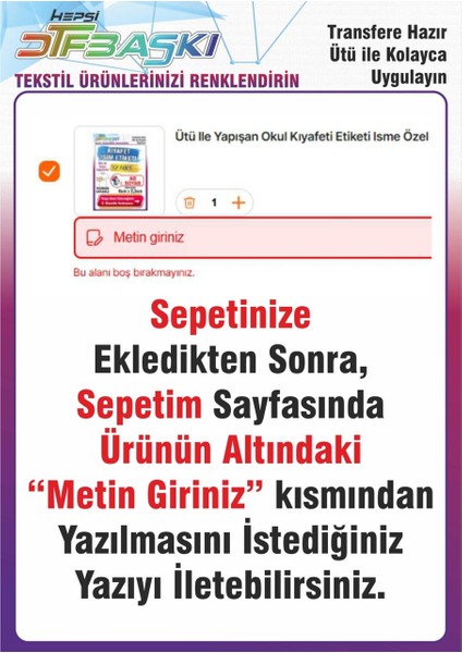 Kelebek Temalı Okul Kıyafet Etiketi Isme Özel Tekstil Baskı fiyatları